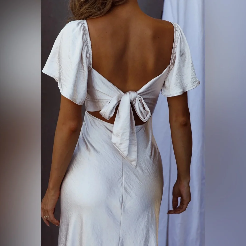 Selfie Leslie,Here comes the sun. Grayson tied back asymmetrical,midi-dress - Picture 5 of 7